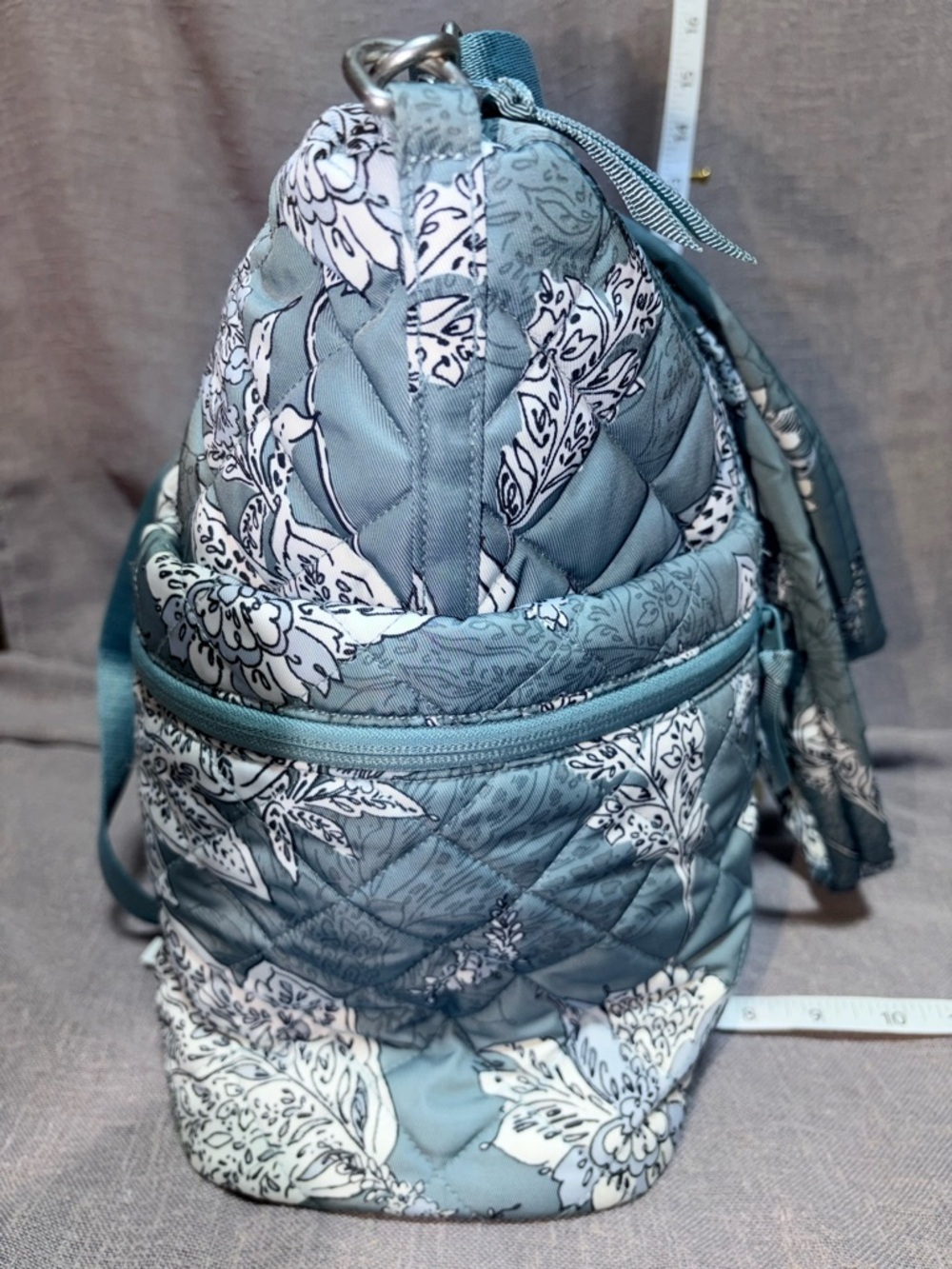 Vera Bradley Quilted Floral Tote Bag in Dusty Blue and White - Picture 5 of 8